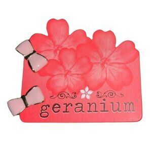 Geranium Earrings Studs Pink Enamel Gold Bows Cute Twee Kidcore